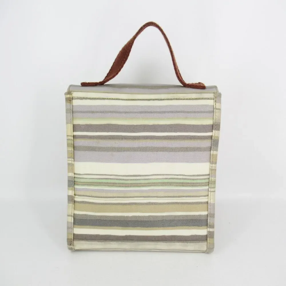 Elliott Lucca Artisan Lunch Bag Women Multicolor Striped Tan Sage Gray Insulated